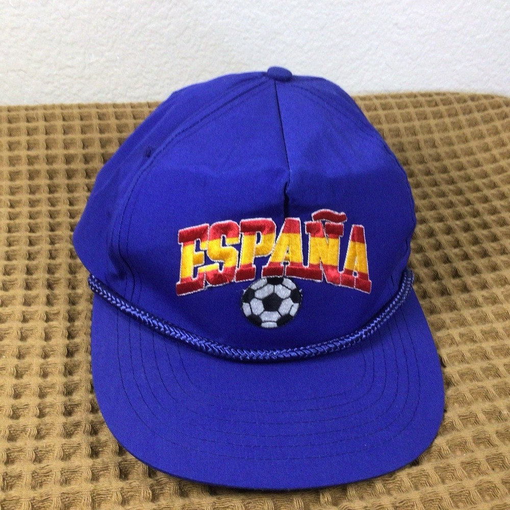 VINTAGE WORLD CUP TEAM SPAIN Espana SNAPBACK HAT Soccer Futbol Blue